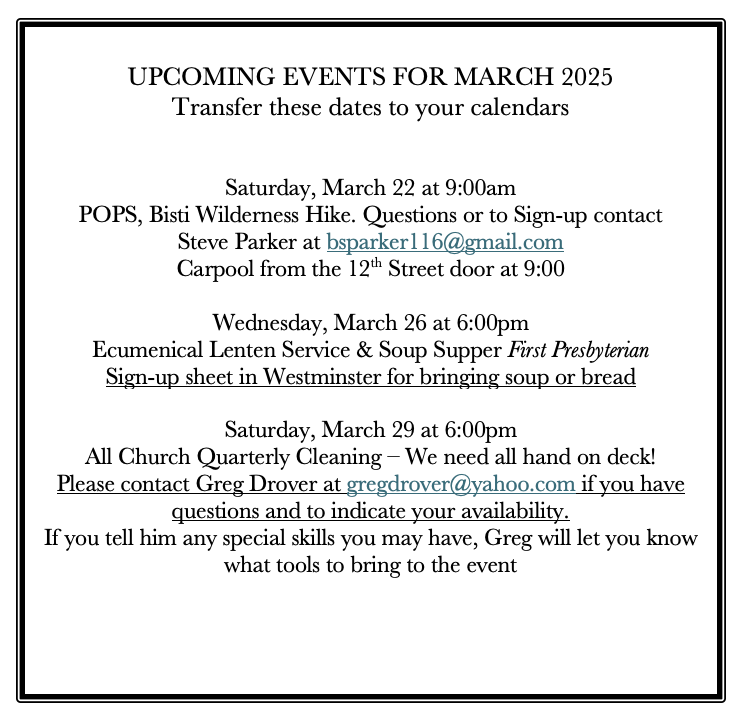 Mark these dates and times on your calendars